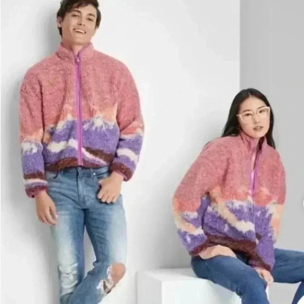 Wild Fable UNISEX Pink and Purple Sherpa Jacket SM